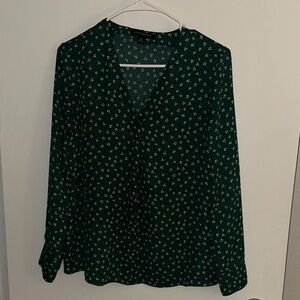 Banana Republic Dark Green Floral Blouse